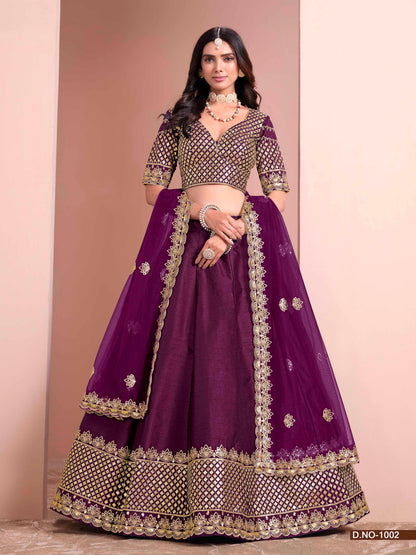 Embroidered Art Silk Lehenga Choli with Silk Dupatta