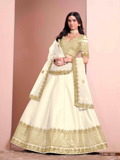 Embroidered Art Silk Lehenga Choli with Silk Dupatta