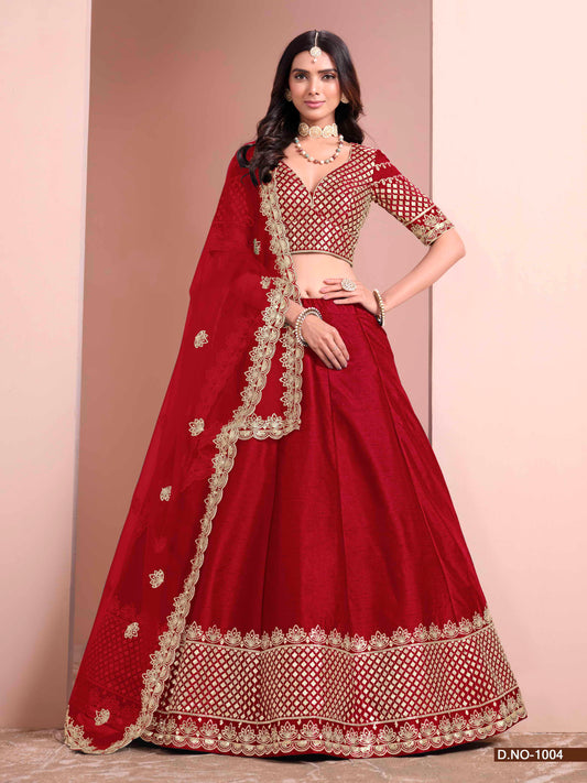 Embroidered Art Silk Lehenga Choli with Silk Dupatta
