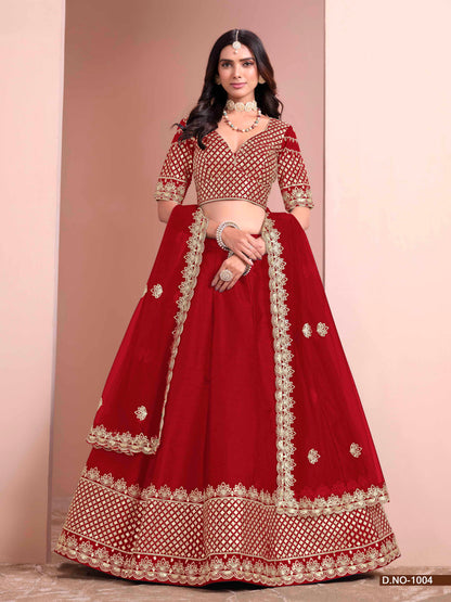 Embroidered Art Silk Lehenga Choli with Silk Dupatta