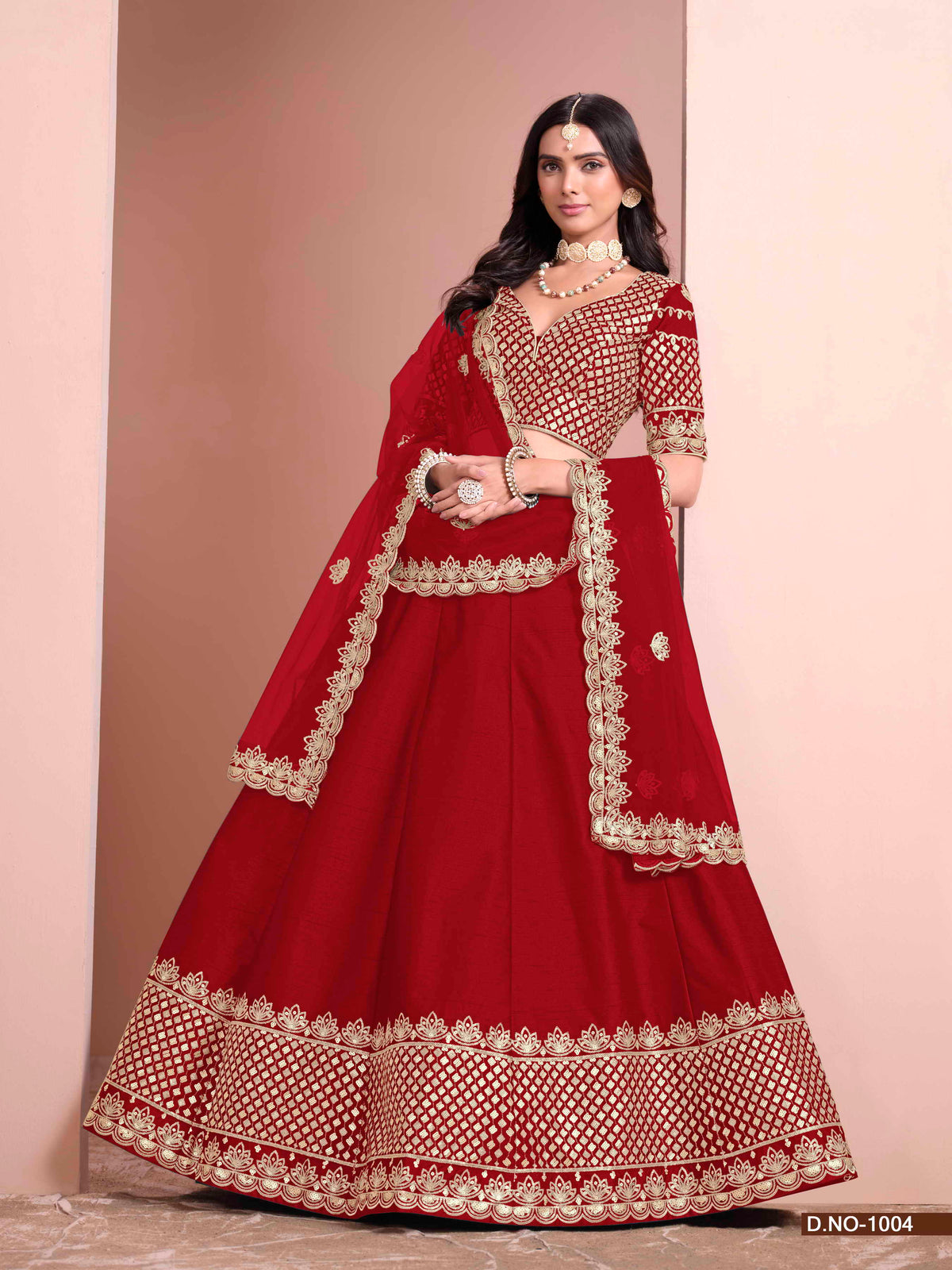 Embroidered Art Silk Lehenga Choli with Silk Dupatta