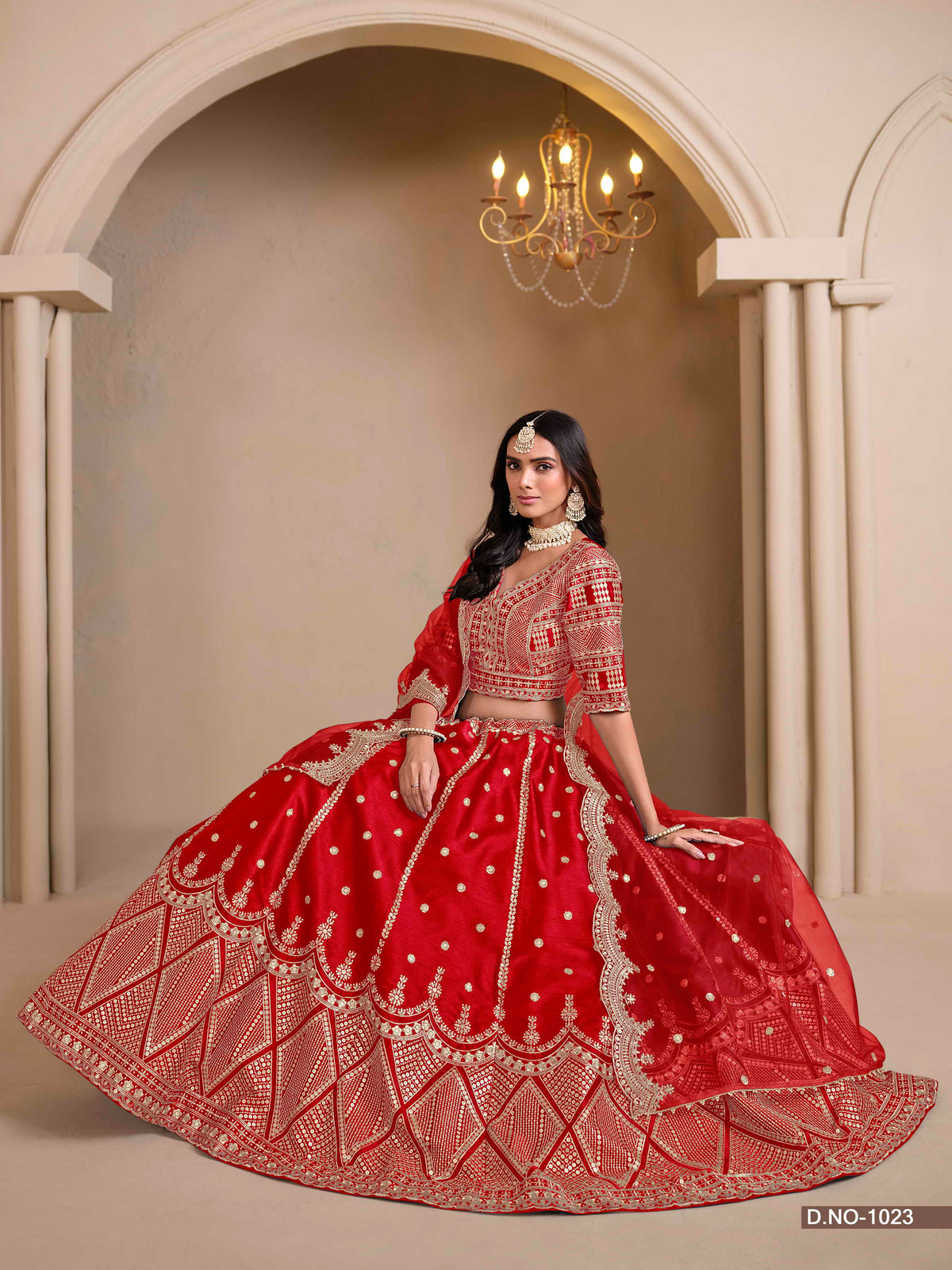 Embroidered Art Silk Lehenga with Cutwork Dupatta