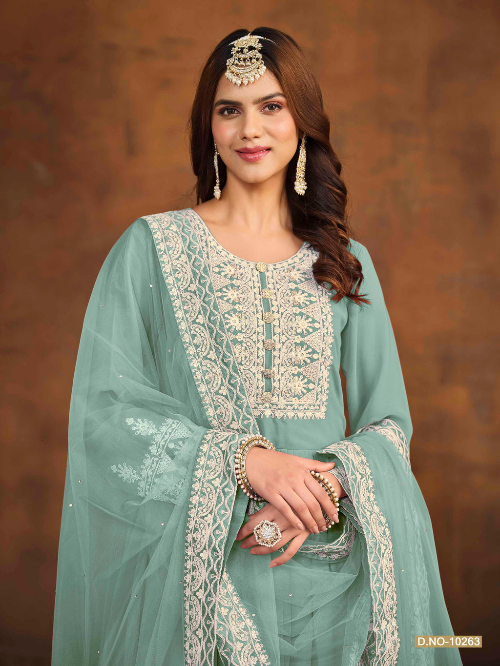 Embroidered Georgette Palazzo Suit with Net Dupatta