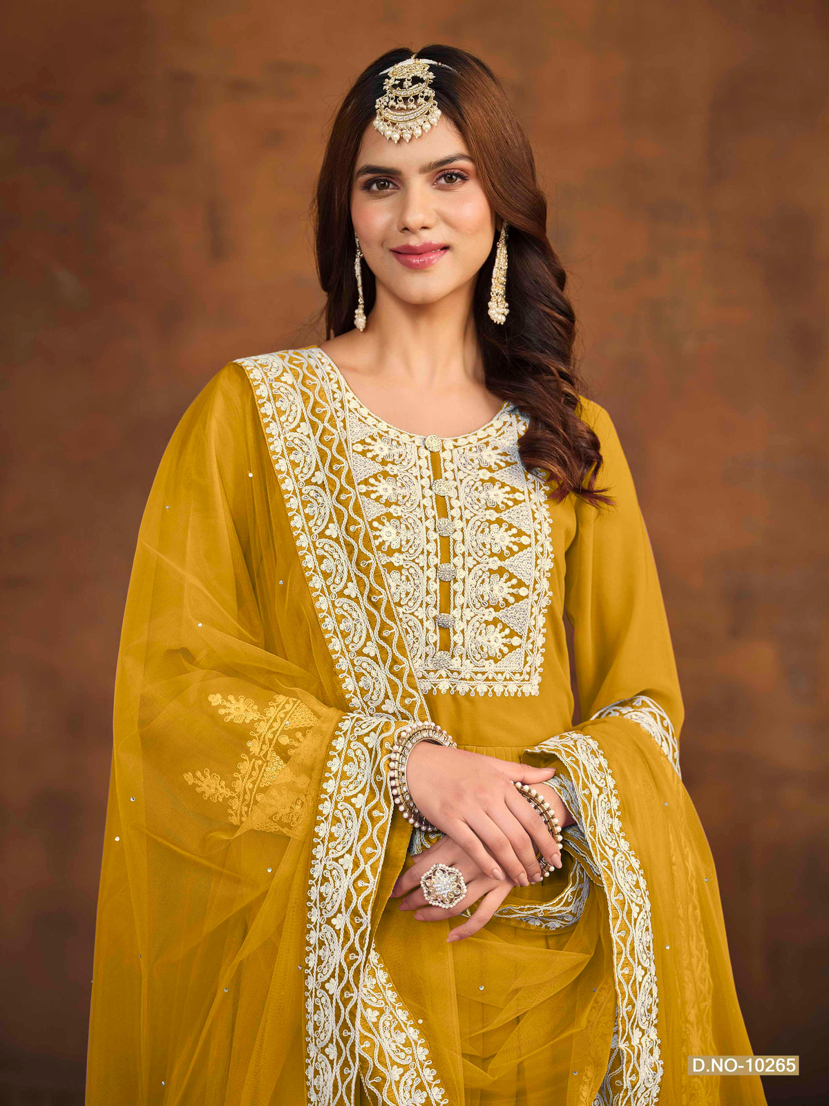 Embroidered Georgette Palazzo Suit with Net Dupatta
