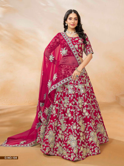 Embroidered Art Silk Sequence Lehenga Choli with Net Dupatta