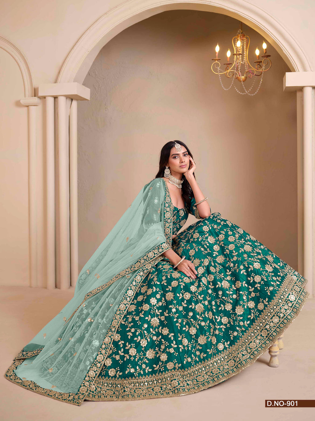 Embroidered Art Silk Lehenga Choli with Lace Dupatta