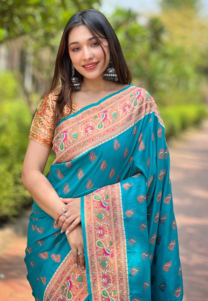 Authentic Paithani Silk Meenakari Brocade Saree