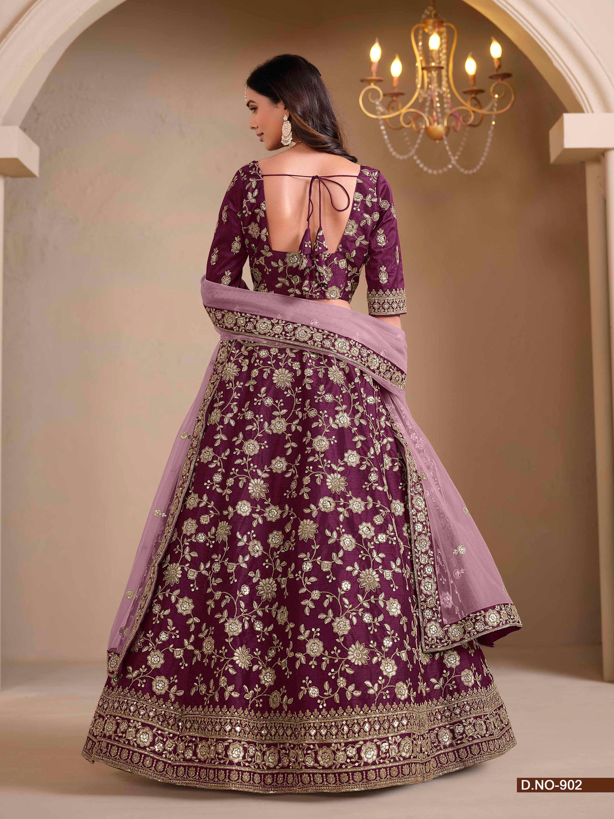 Embroidered Art Silk Lehenga Choli with Lace Dupatta