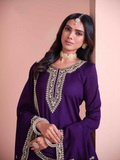Embroidered Art Silk Palazzo Suit with Lace Dupatta