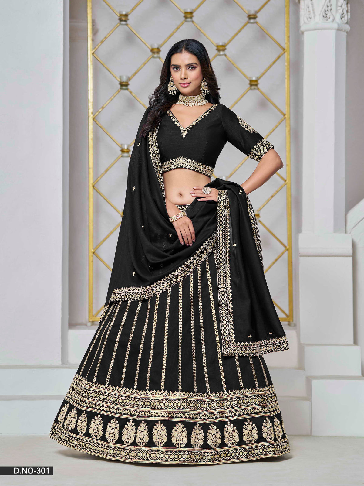 Embroidered Art Silk Lehenga Choli with Silk Dupatta