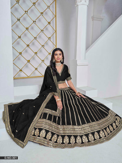 Embroidered Art Silk Lehenga Choli with Silk Dupatta