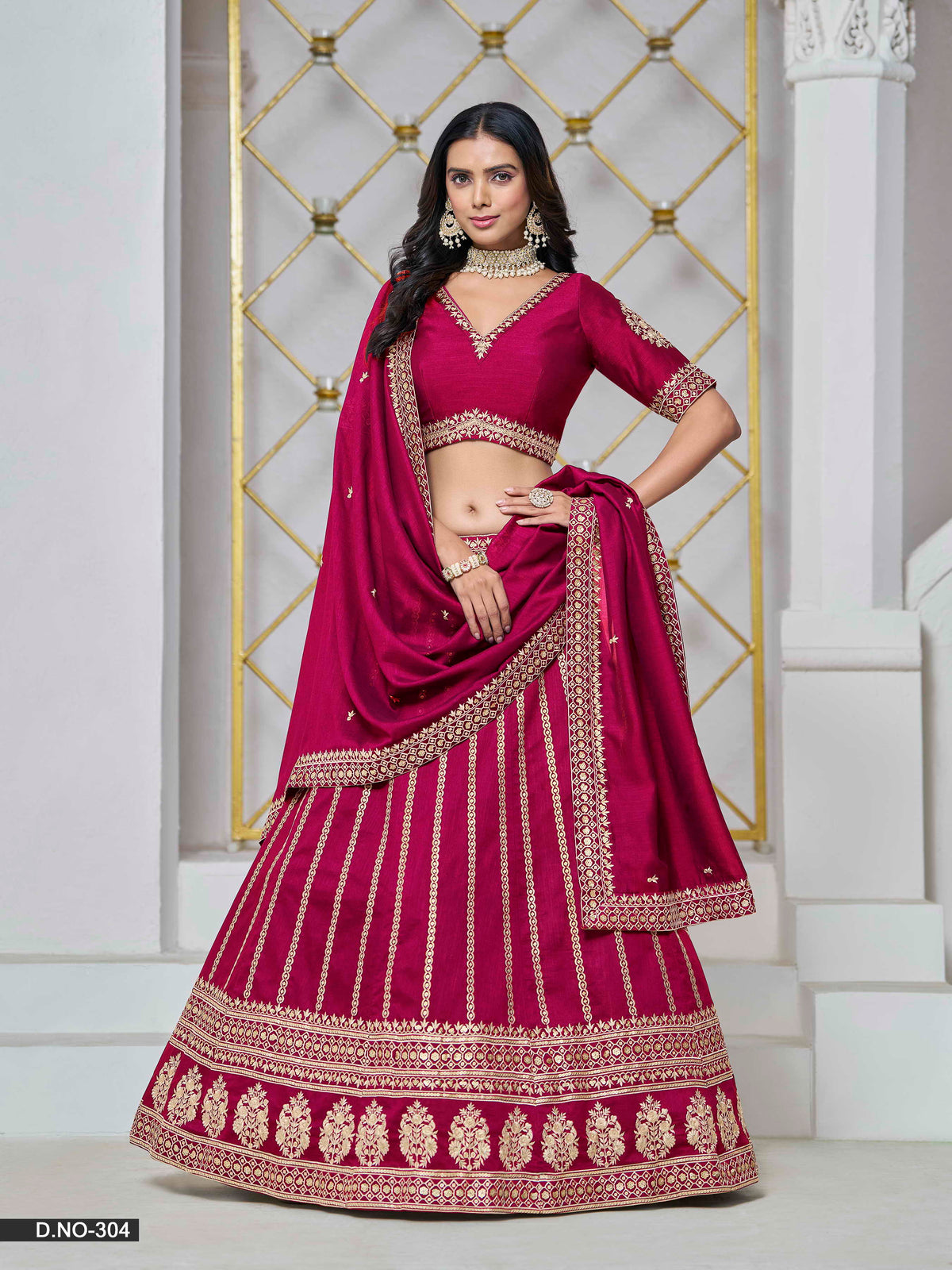 Embroidered Art Silk Lehenga Choli with Silk Dupatta