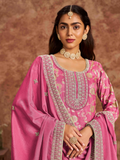 Embroidered Dolla Jacquard Palazzo Suit with Lace Dupatta