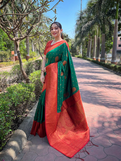 Pure Soft Silk Contrast Zari Woven Saree