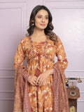 Mustard Cambric Cotton Embroidered Kurti Set