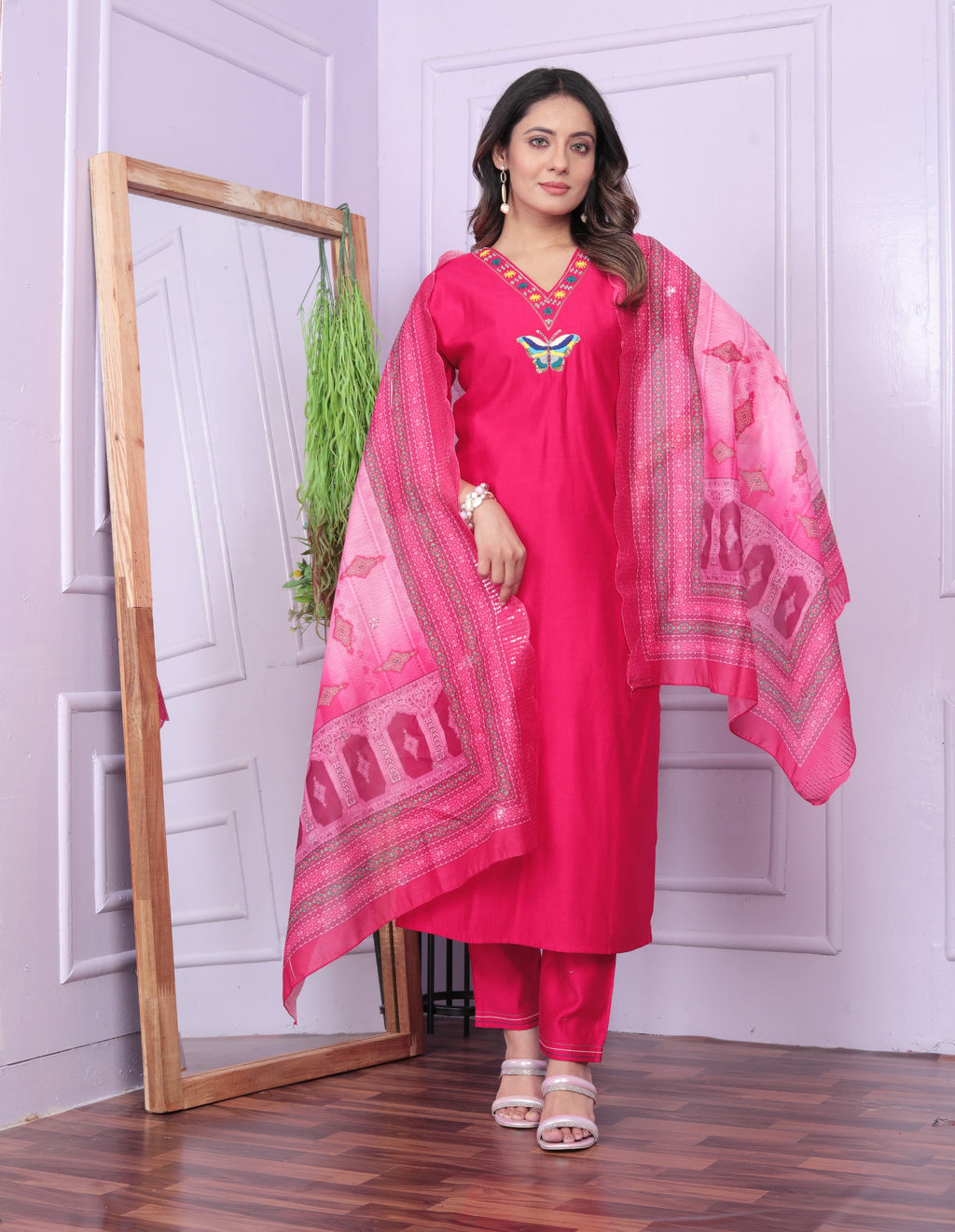 Rani Viscose Denting Butterfly Kurti with Pent