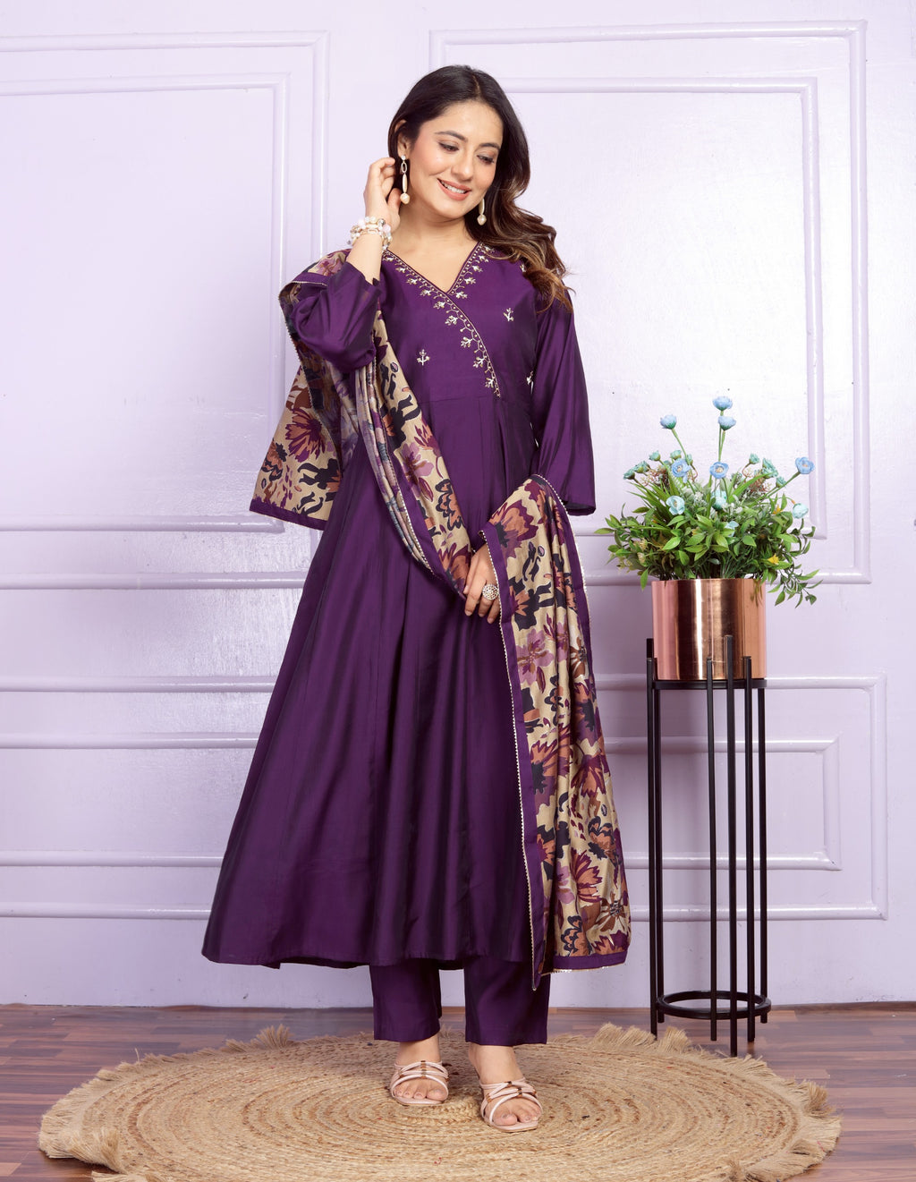 Russian Silk Angarkha Neck Kurti