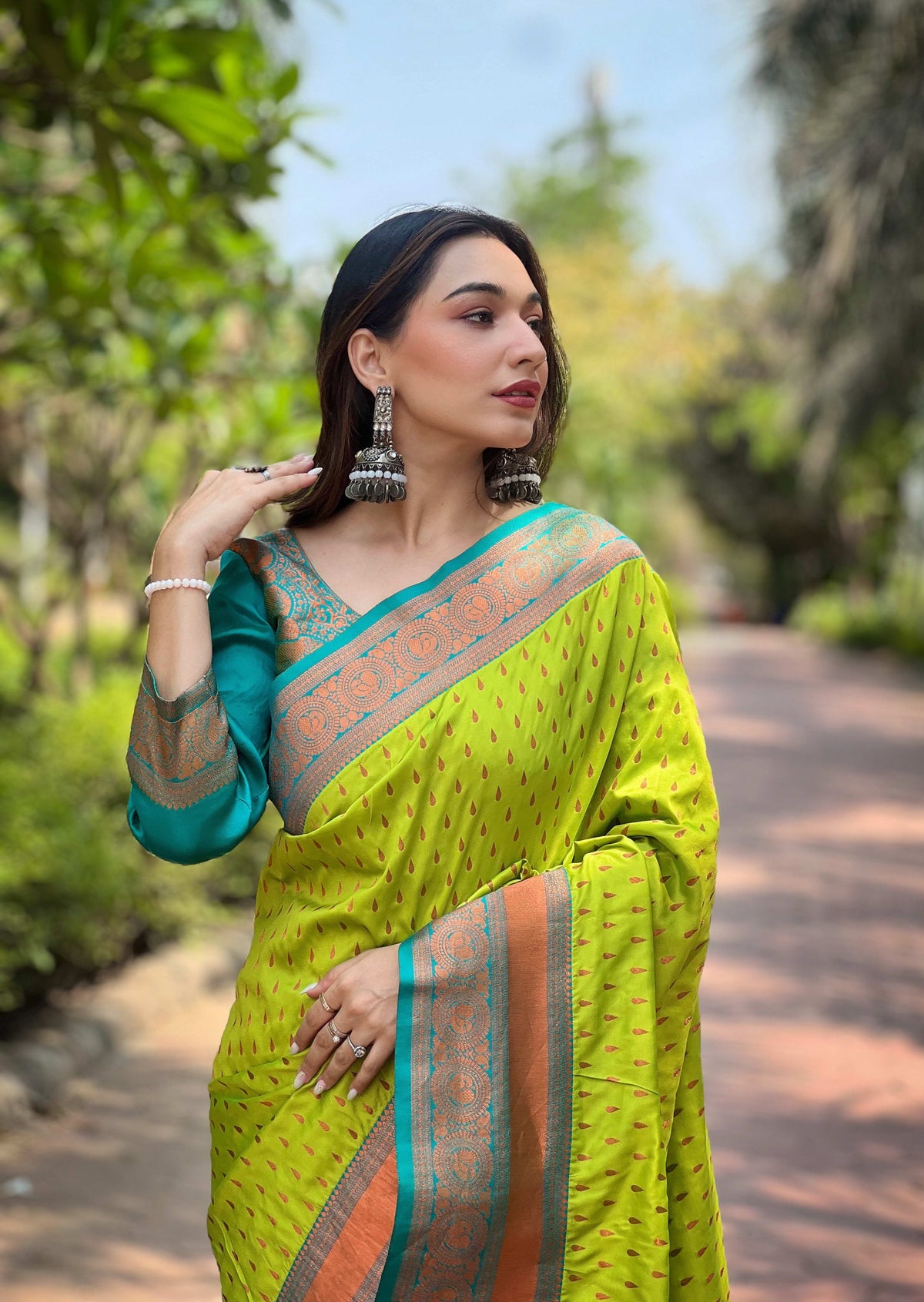 Paithani Silk Saree with Zari & Contrast Pallu